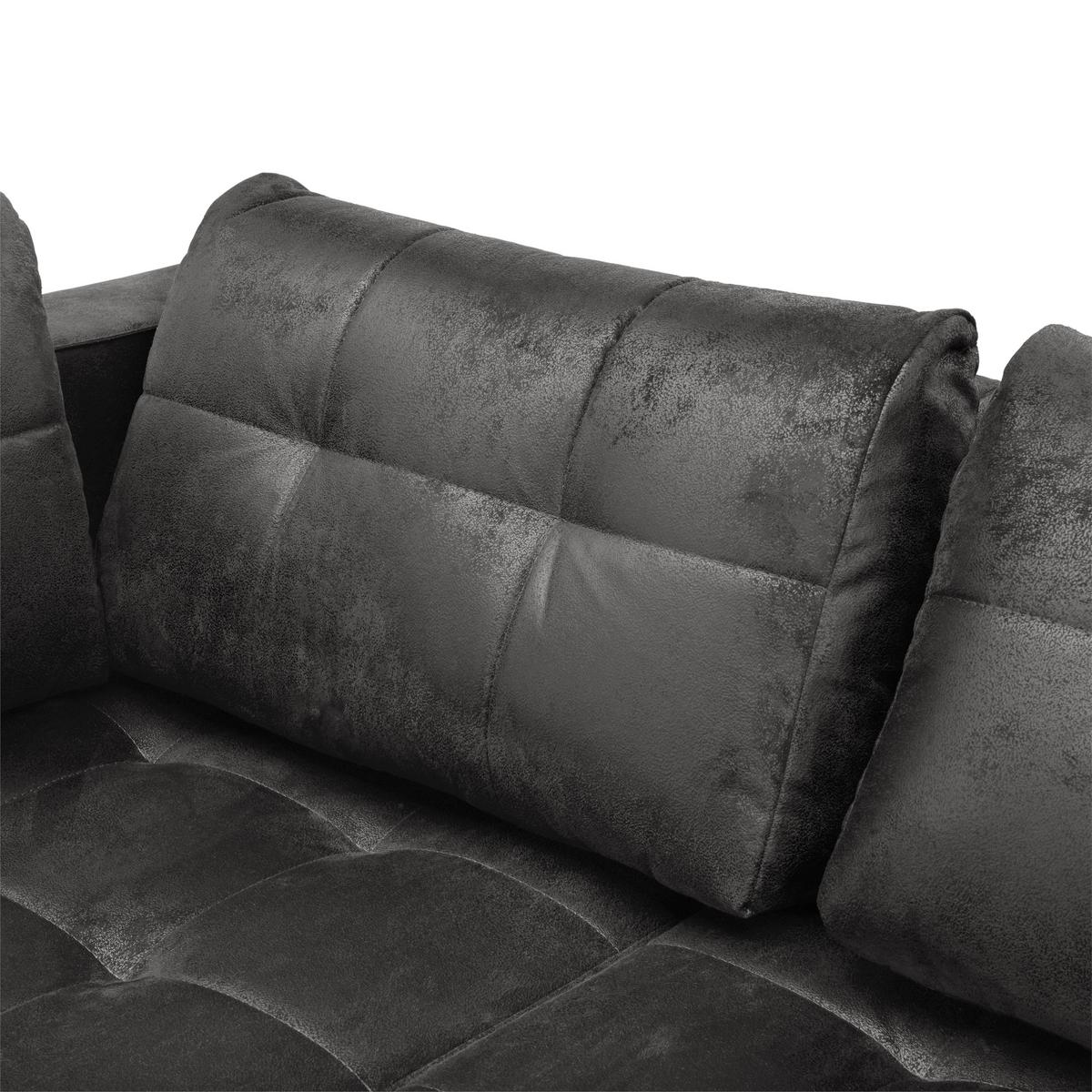 Ecksofa Mit Schlaffunktion + Bettkasten Fancesco Grau - Chromfarben/Dunkelgrau, MODERN, Textil (167/266cm) - Livetastic