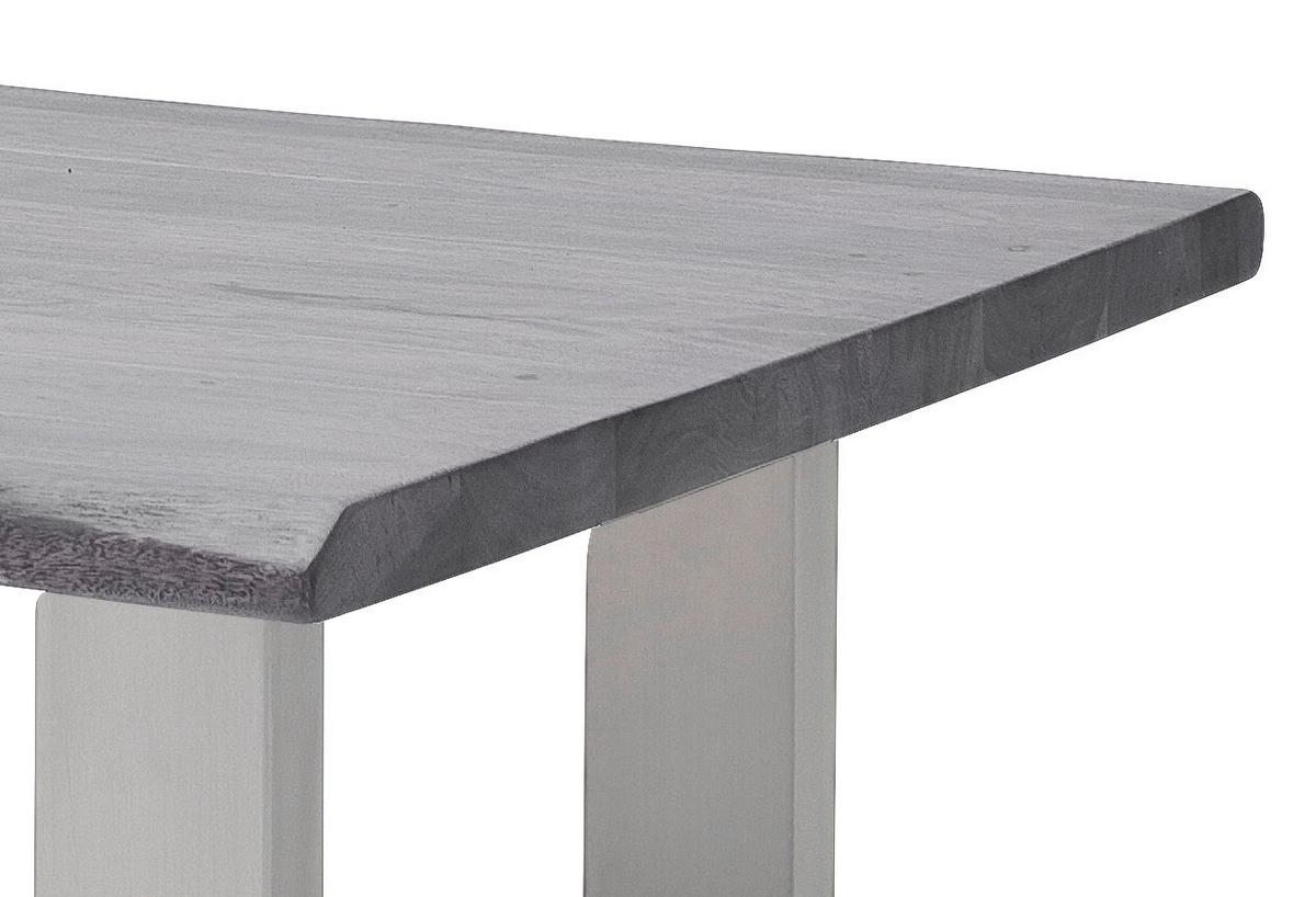 Couchtisch Holz mit Massiver Tischplatte Cartagena, Akazie - Edelstahlfarben/Grau, MODERN, Holz/Metall (75/45/75cm)