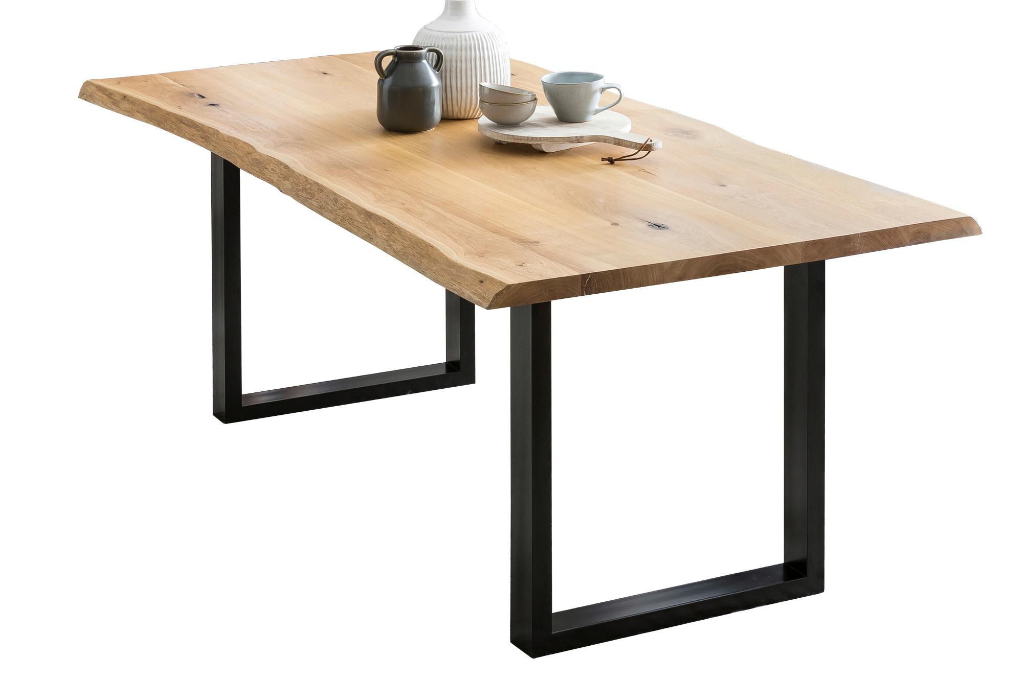 Esstisch Naturfarben/schwarz B: 160 Cm - Schwarz/Naturfarben, MODERN, Holz/Metall (160/90/75cm) - Livetastic