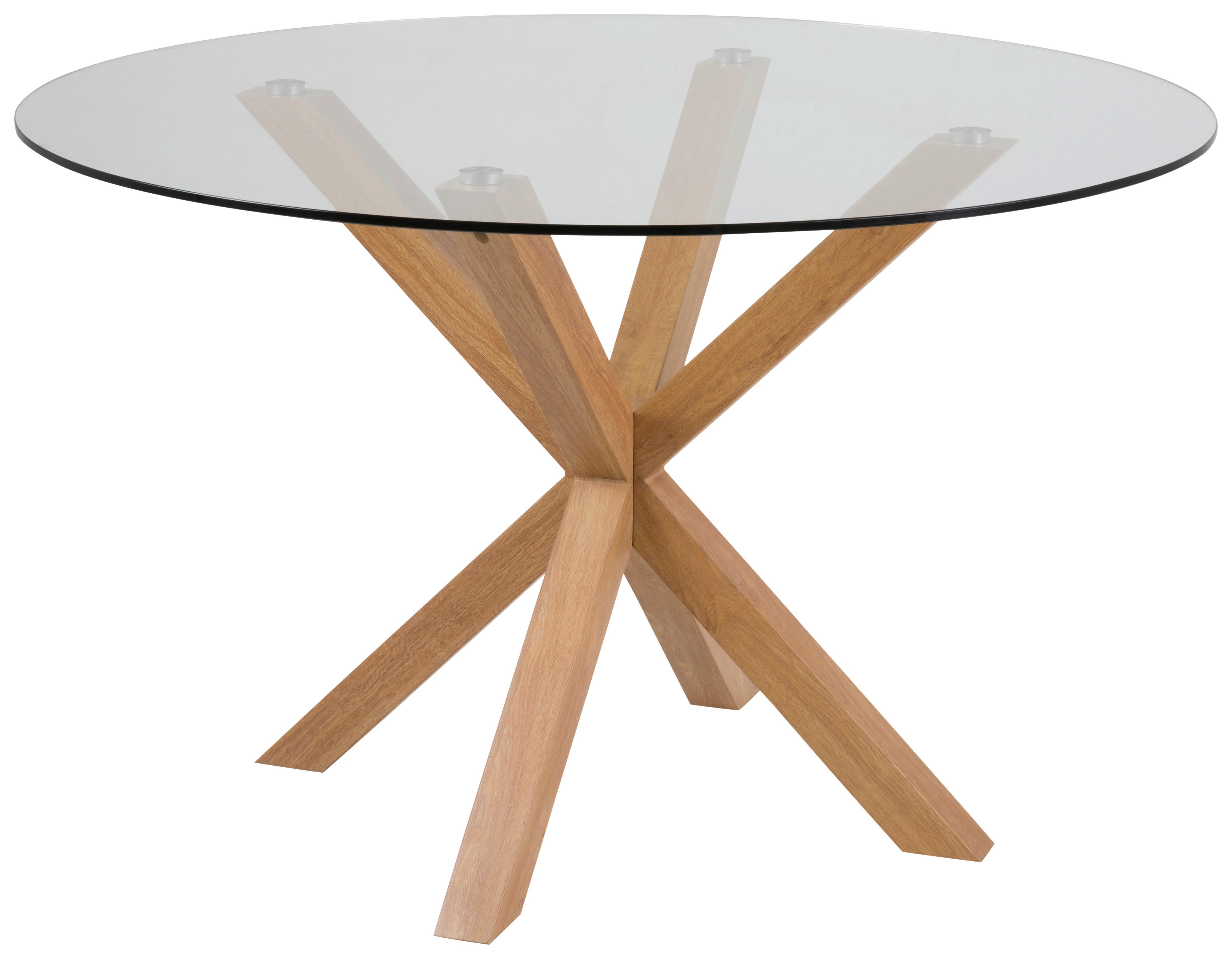 Esstisch Rund Heaven 119x75,5 Cm - Klar/Eichefarben, Trend, Glas/Metall (119/75,5cm) - MID.YOU