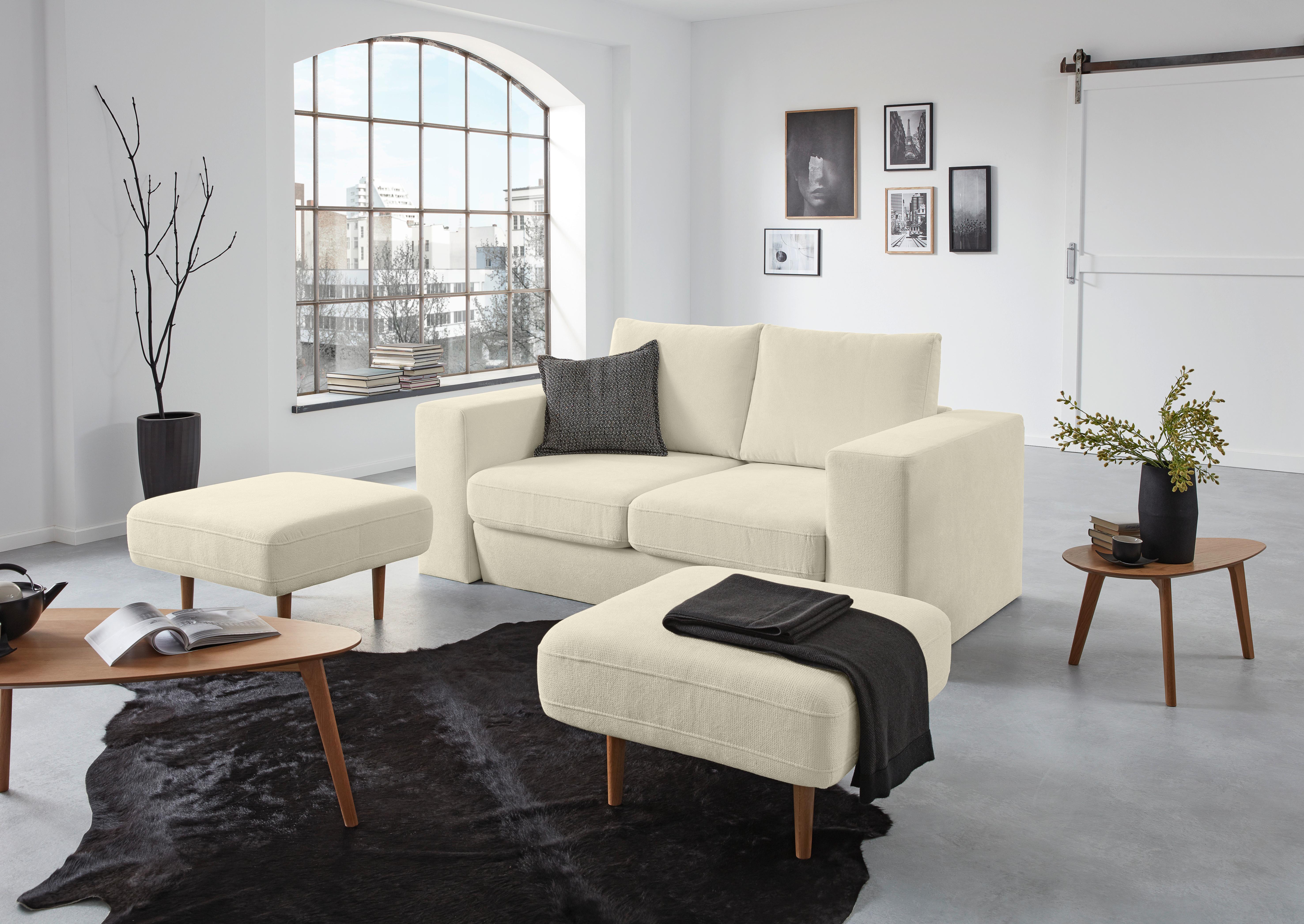 2,5-sitzer Looks V-1 - Eichefarben/Creme, Design, Textil (192/96/107cm) - LOOKS by W.Joop