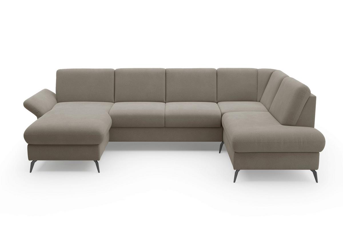 Wohnlandschaft Rochelle Schlammfarben U: 164x314x195cm - Schlammfarben/Schwarz, KONVENTIONELL, Textil (164/314/195cm) - Sit & More