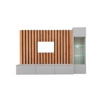 Obývací stěna VERTI světle šedá - světle šedá/dub artisan, Moderní, kompozitní dřevo/plast (220/148/35cm) - P & B