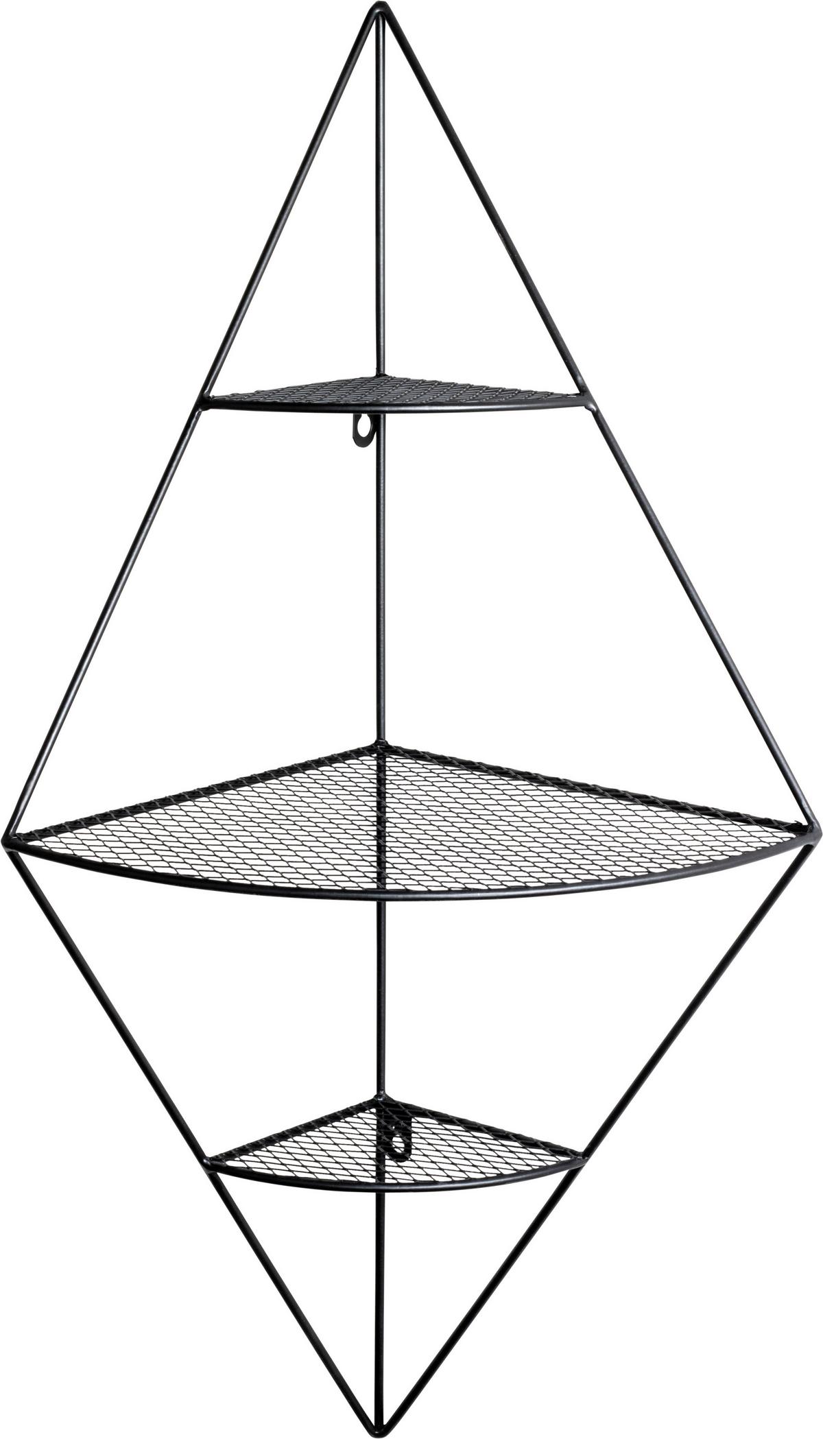 Wandregal Leicester B: 36 Cm Schwarz Metall 3 Fächer - Schwarz, MODERN, Metall (36/70/26cm)