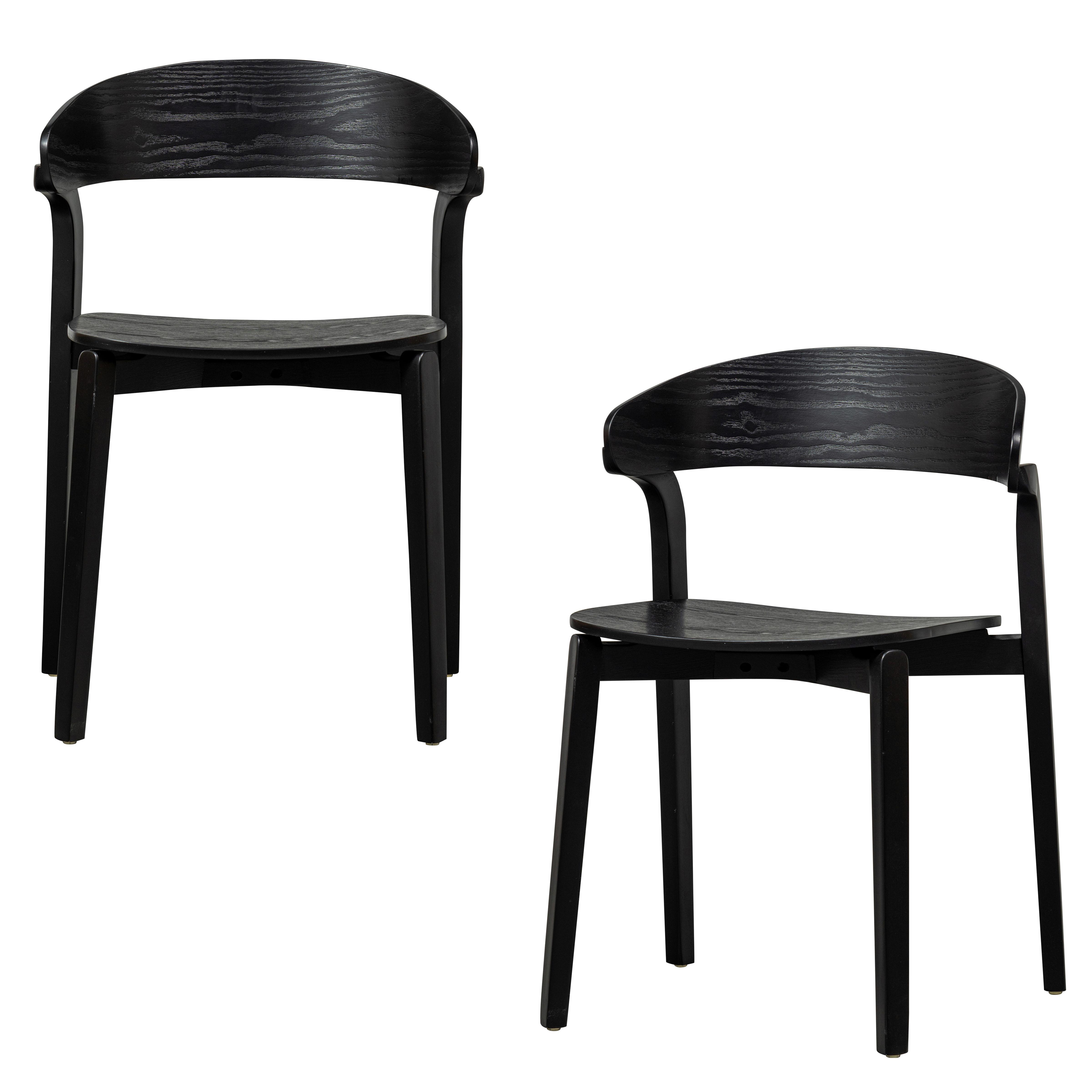 STUHL-SET Cras Schwarz B: 52cm - Schwarz, Design, Holz (52/75/49cm) - Livetastic