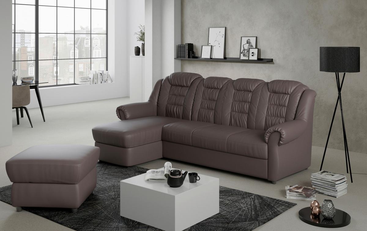 Ecksofa Boston Braun Lederlook - Schwarz/Braun, KONVENTIONELL, Textil (165/262cm) - Livetastic