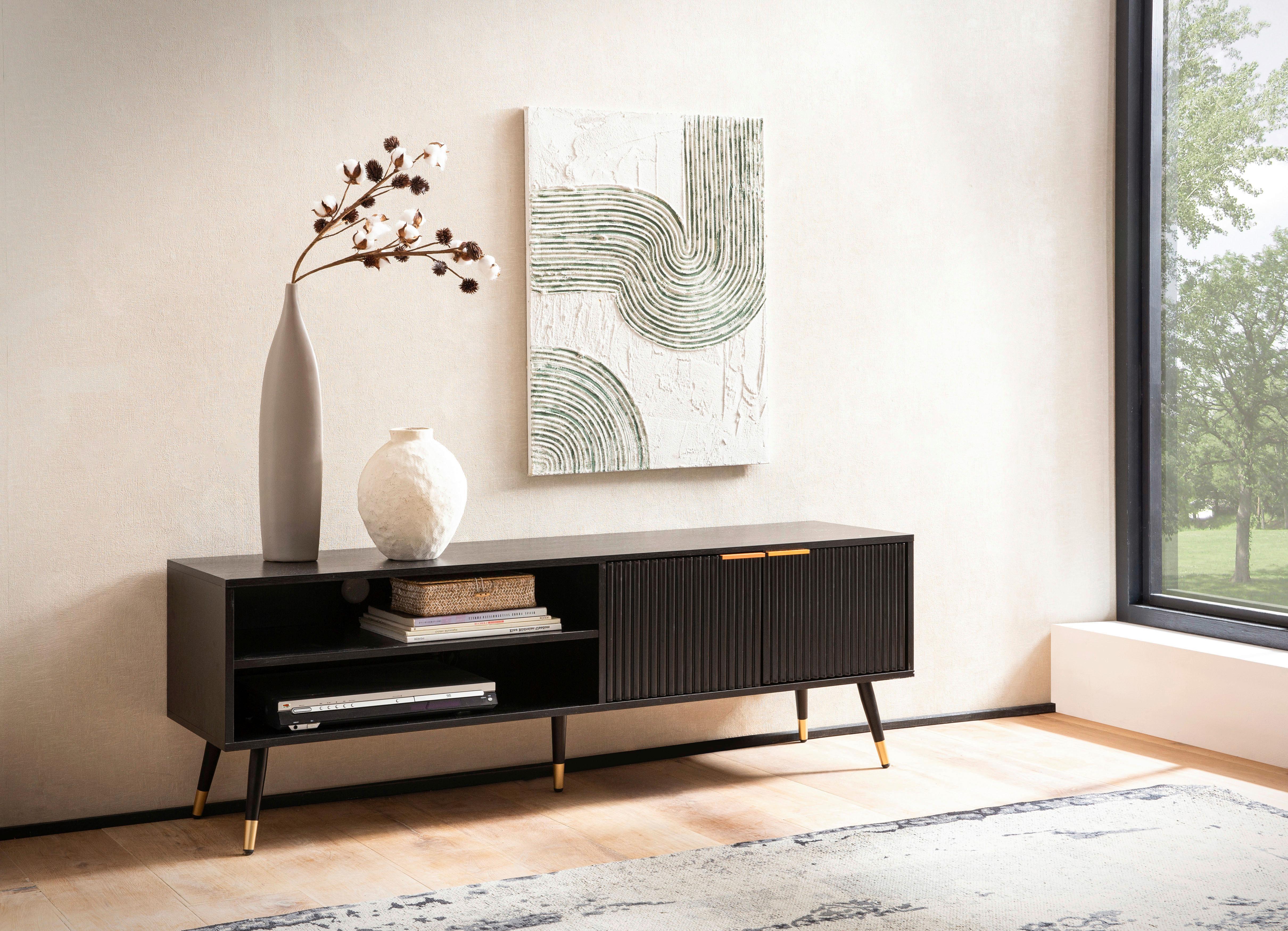 Lowboard Schwarz B: 150 Cm - Goldfarben/Schwarz, Design, Holzwerkstoff (150/51/39cm) - MID.YOU