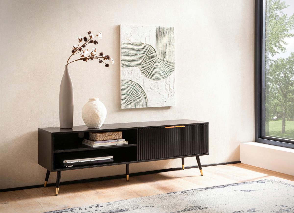 Lowboard Schwarz B: 150 Cm - Goldfarben/Schwarz, Design, Holzwerkstoff (150/51/39cm) - MID.YOU