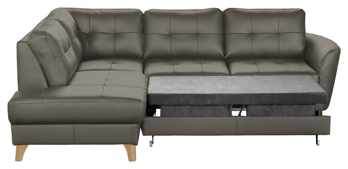 Ecksofa Nordic Schlammfarben S: 190x236 cm - Schlammfarben/Buchefarben, Design, Leder/Textil (190/236cm) - Livetastic
