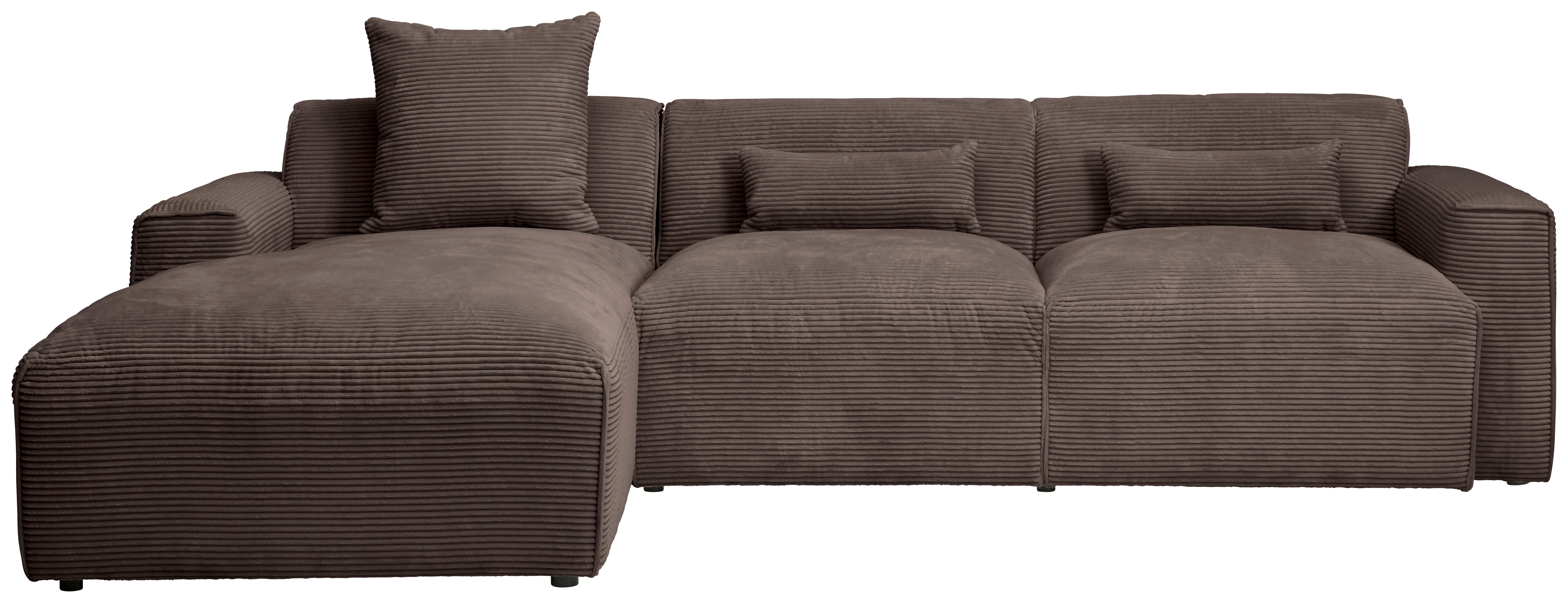 Ecksofa Pearl - Schwarz/Mokka, Design, Textil (196/303cm) - Livetastic