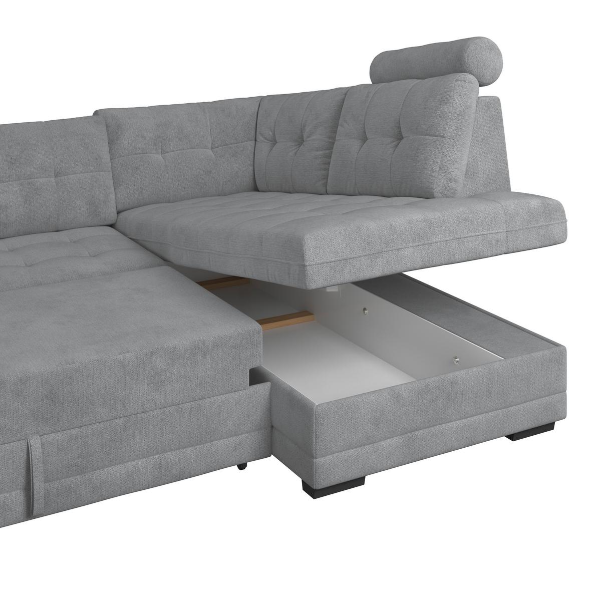 Ecksofa mit Schlaffunktion Falco new Grau 251x183 cm - Schwarz/Grau, KONVENTIONELL, Textil (251/183cm) - Ondega