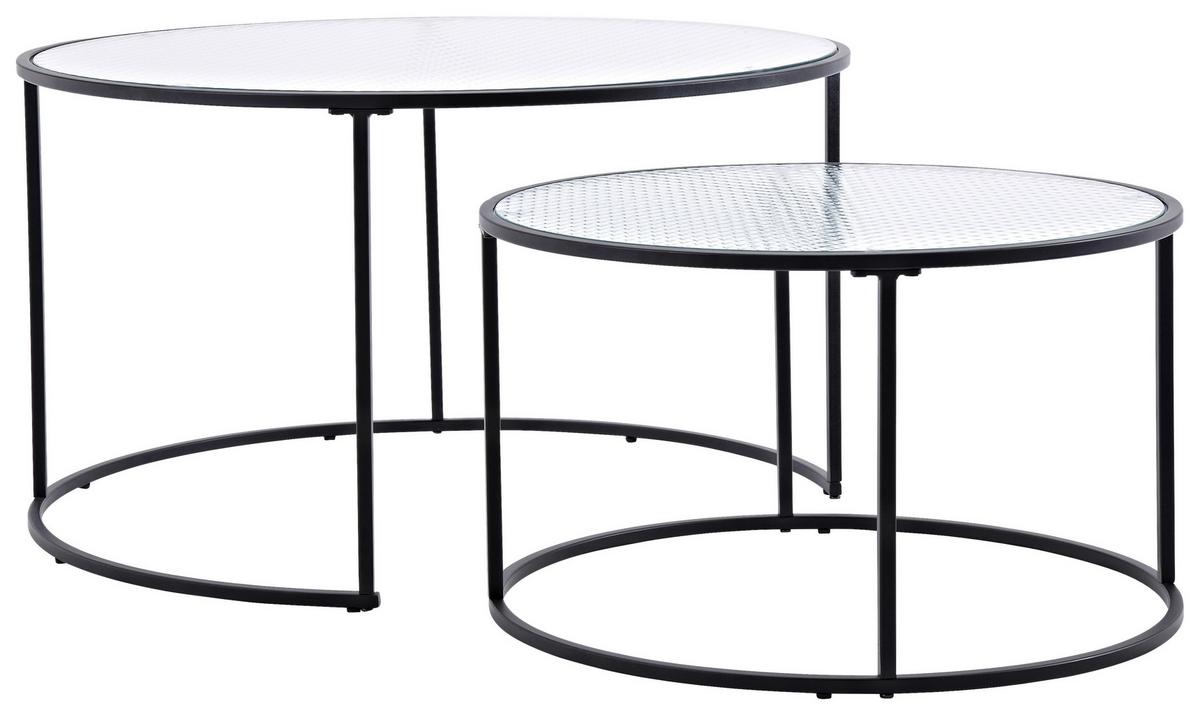Couchtisch Twin - Klar/Schwarz, Design, Glas/Metall (79,5/79,5/45cm) - Livetastic