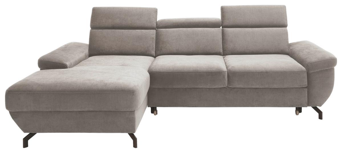 Ecksofa Rima - Silberfarben, MODERN, Textil (182/262cm) - Trendmanufaktur