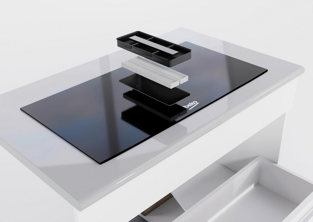 Kochfeld-dunstabzug-kombi Hixi84700uf             -Beko- - Schwarz, MODERN, Glas (82/22,7/52cm) - Beko