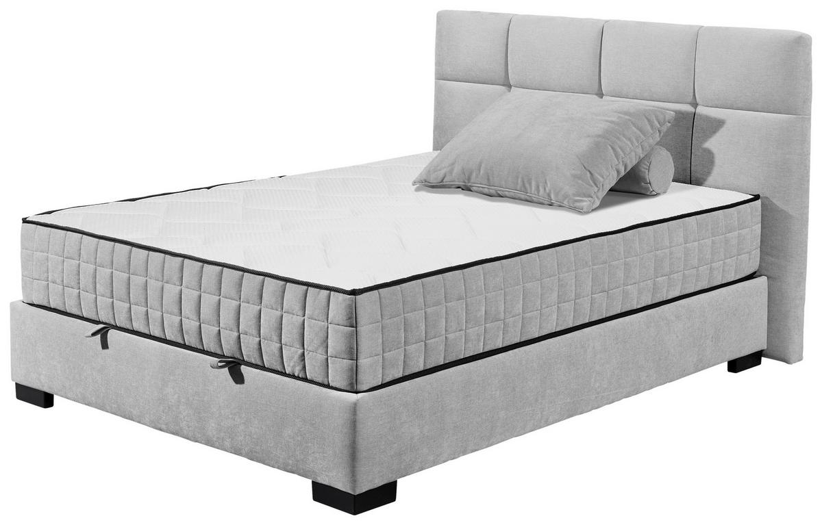 Boxbett Nagol A - Hellgrau/Schwarz, MODERN, Holzwerkstoff/Textil (120/200cm) - MID.YOU