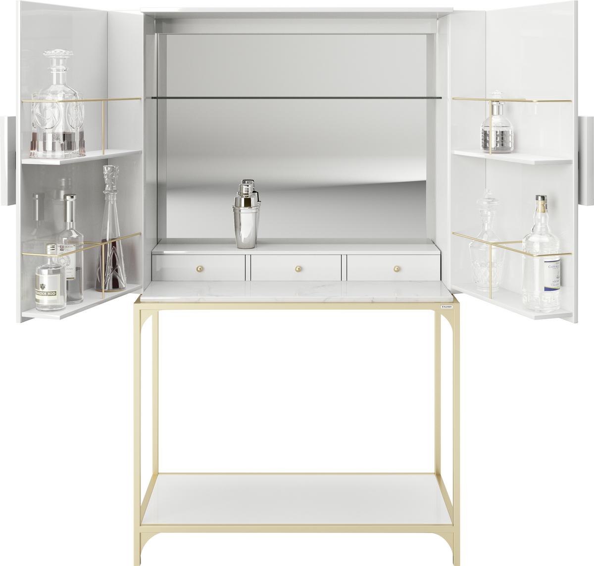 Barschrank Brandi 2-türig Weiß/goldfarben 100x170x45 Cm - Goldfarben/Weiß, LIFESTYLE, Glas/Holzwerkstoff (100/170/45cm) - Playboy