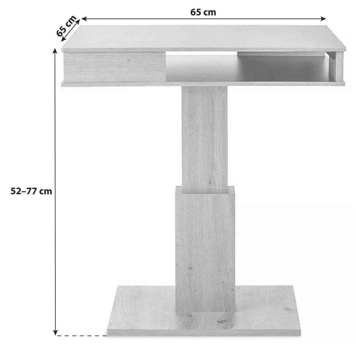 Couchtisch höhenverstellbar mit Ablagefach Belcanto - Wildeiche/Schwarz, Basics, Holzwerkstoff (65/52-77/65cm) - P & B