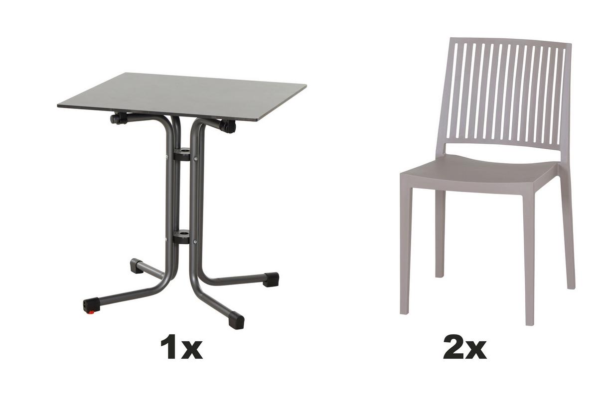 Gartengarnitur T20138 - Taupe/Anthrazit, Basics, Holzwerkstoff/Kunststoff (65/80/65cm) - Siena Garden