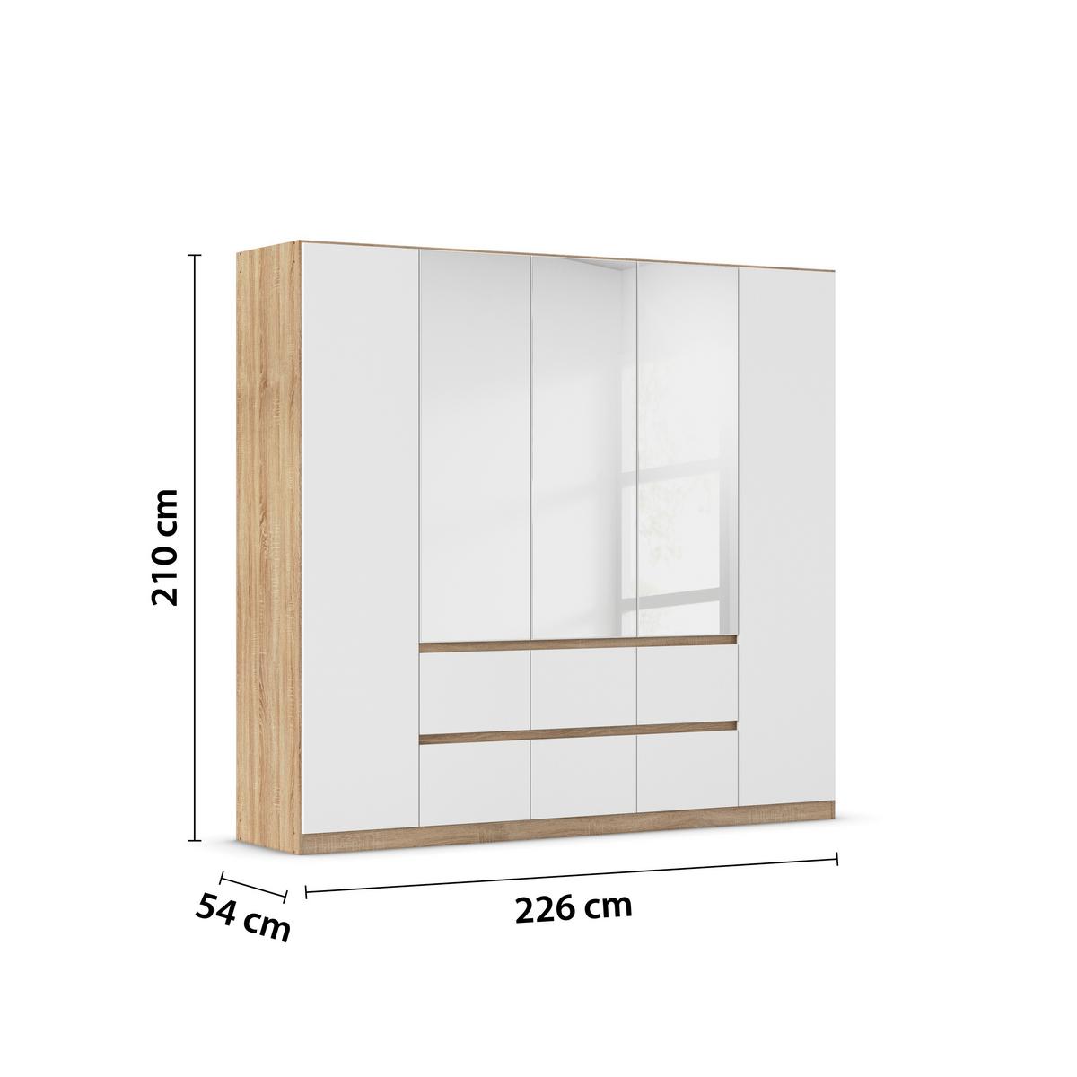 Drehtürenschrank Mainz Eichefarben B: 226 cm - Eichefarben/Weiß, Basics, Holzwerkstoff (226/210/54cm) - Rauch Möbel