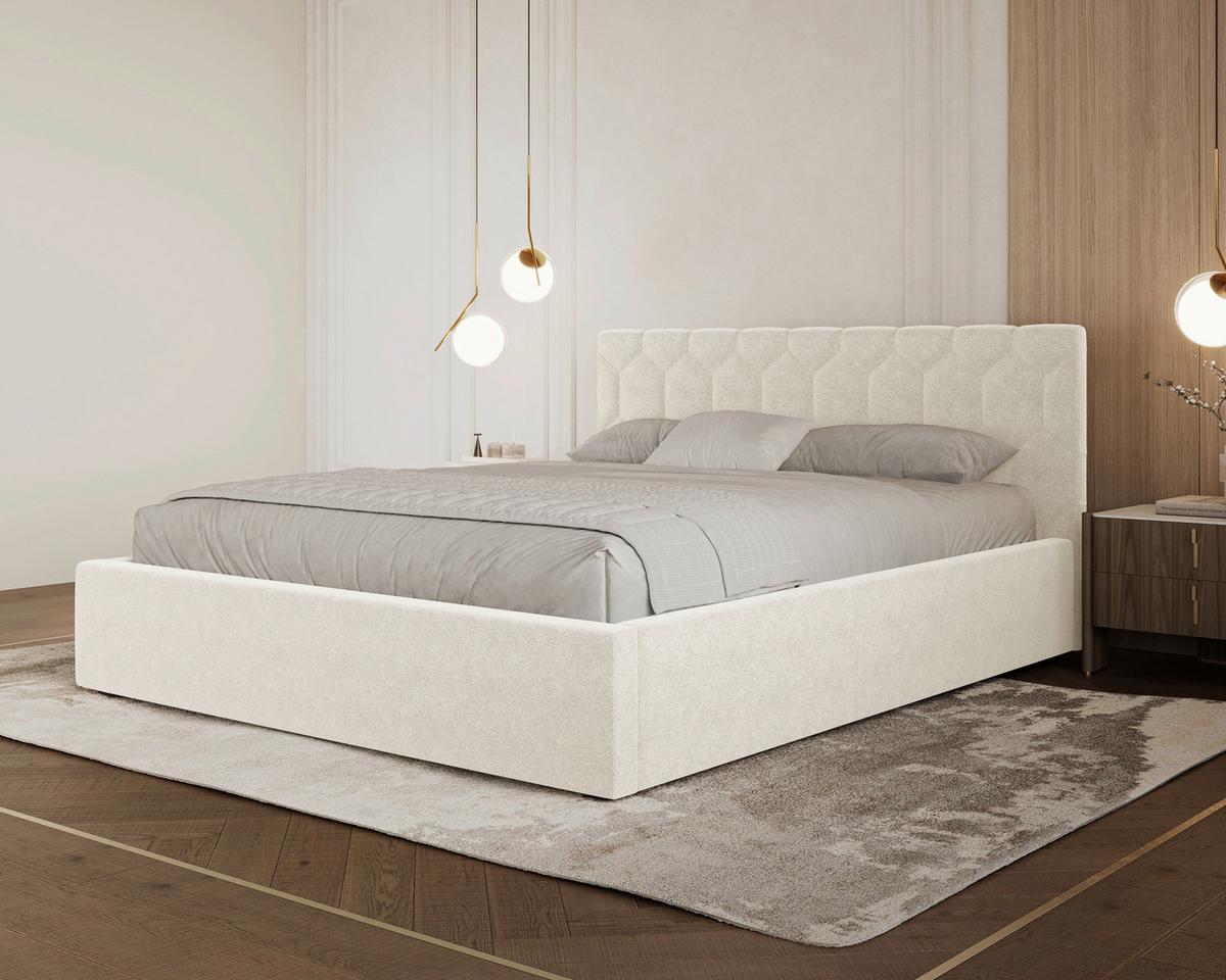 POLSTERBETT Veronice Creme 140x200cm - Creme/Schwarz, MODERN, Holz (140/200cm) - MID.YOU