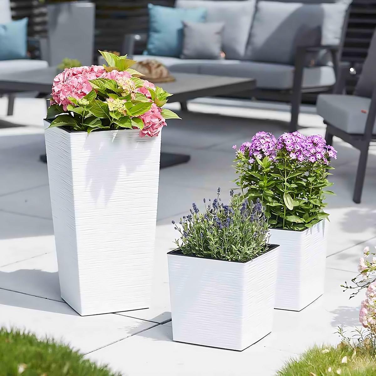 Pflanzentopf Weiß B: 40 Cm - Weiß, Basics, Kunststoff (40/41,5/40cm) - Siena Garden