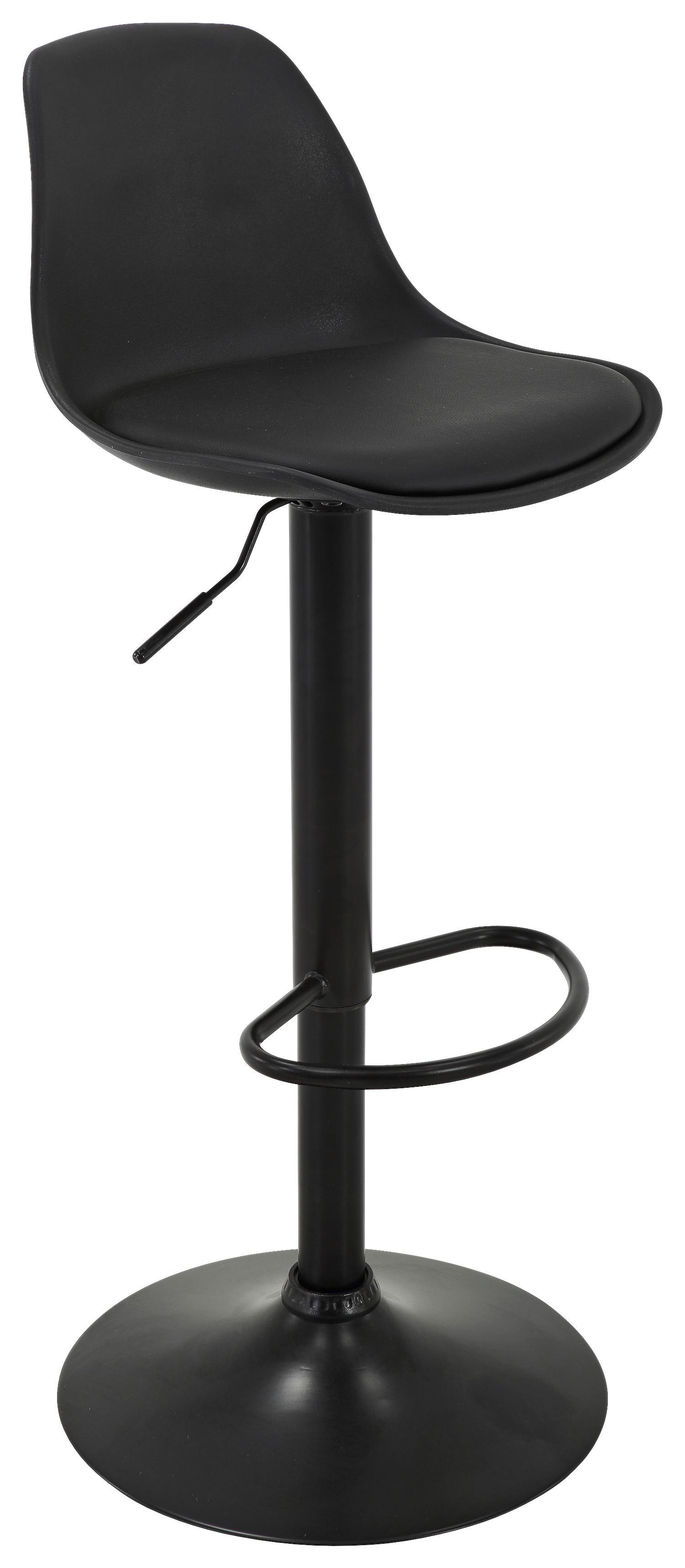 Barhocker Scandi B: 41,5 cm Schwarz - Chromfarben/Schwarz, MODERN, Kunststoff/Textil (41,5/84-104/37,5cm) - Luca Bessoni