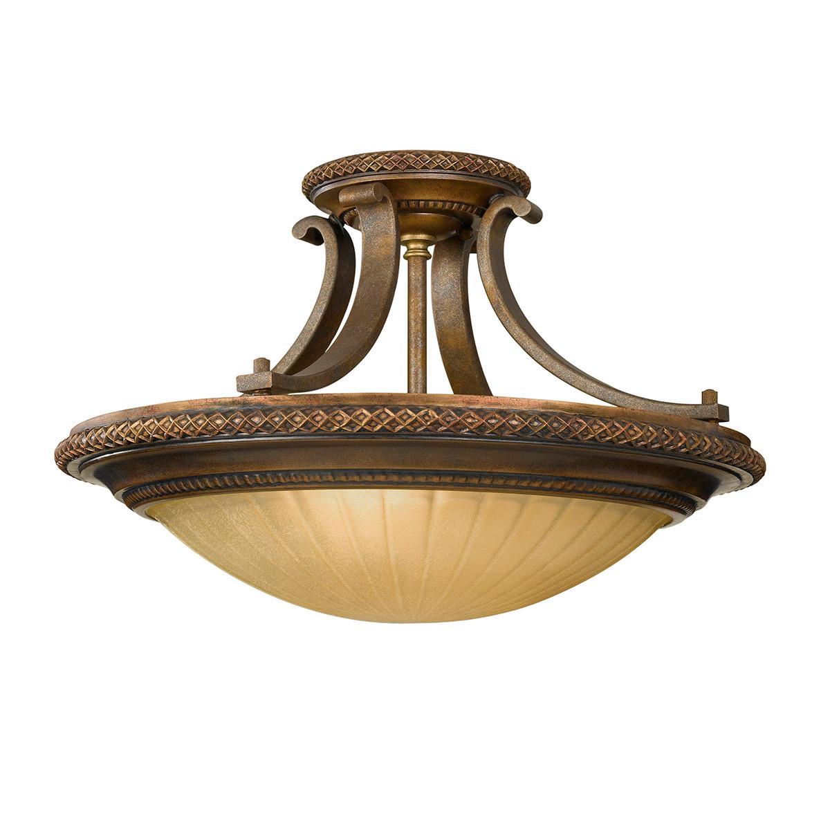Deckenleuchte Fe-Kelham-Hall-Sf - Goldfarben/Bronzefarben, Natur, Glas/Metall (45.7/29.2cm) - Elstead Lighting