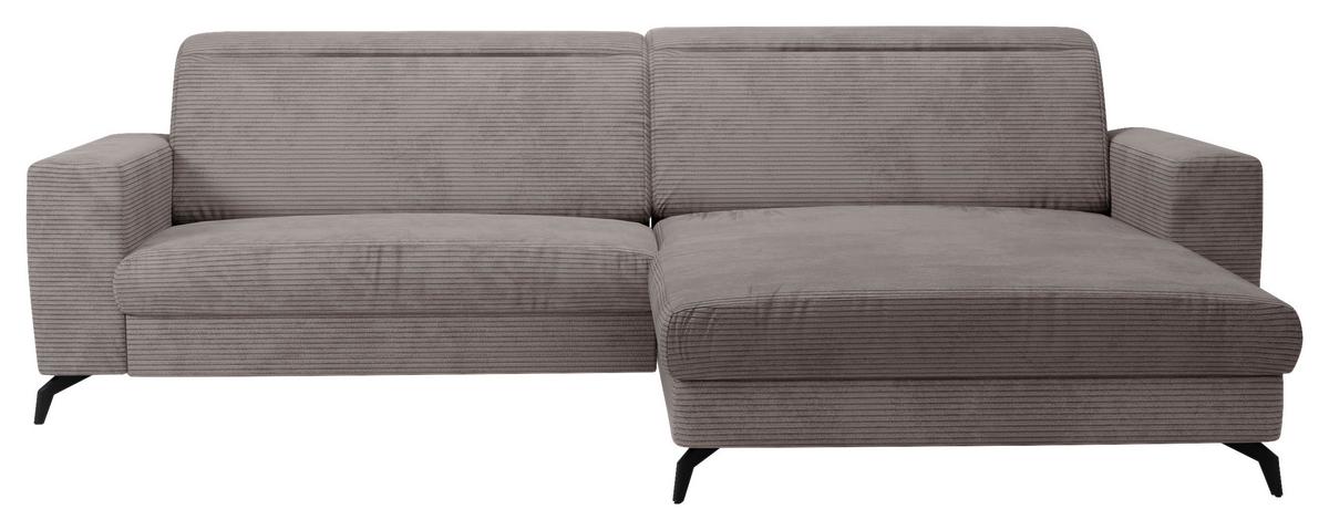 Ecksofa Bolero taupe mit Kopfteilverstellung 290x178 cm - Taupe/Schwarz, KONVENTIONELL, Textil (290/178cm) - Sit & More