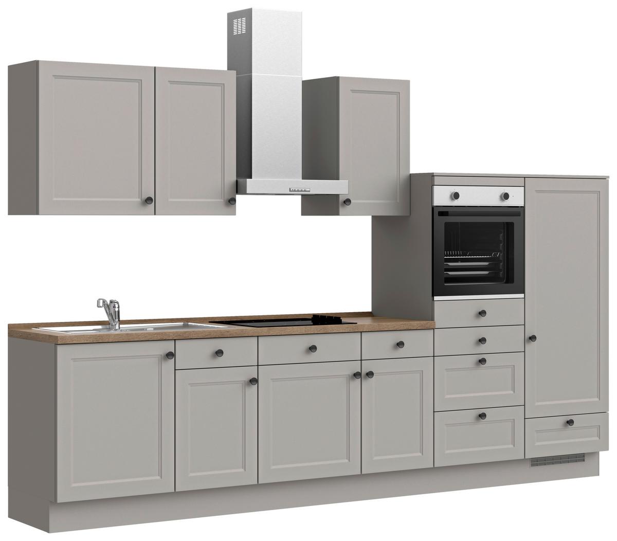 Kuchynská linka 330 cm, kamenná sivá - čierna/sivá, Modern, kov/kompozitné drevo (330cm) - Nobilia