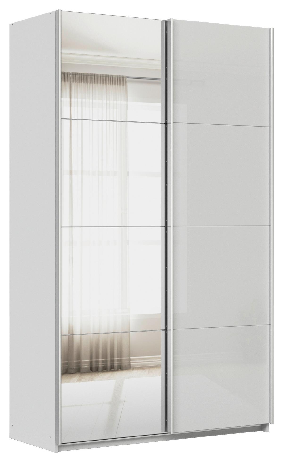 Tolóajtós Szekrény Feldkirch 136/229 Cm - ezüst/magasfényű szürke, Modern, faalapú anyag/Üveg (136/229/62cm)