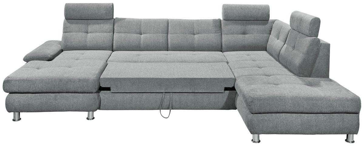 Sedací souprava ALBA U, pravá, šedá, úl.prostor, lůžko - světle šedá, Moderní, textil/plast (177/349/233cm) - MID.YOU