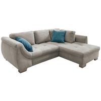 Ecksofa mit Schlaffunktion Flora Silberfarben Cord - Silberfarben/Petrol, Design, Textil (250/190cm) - MID.YOU