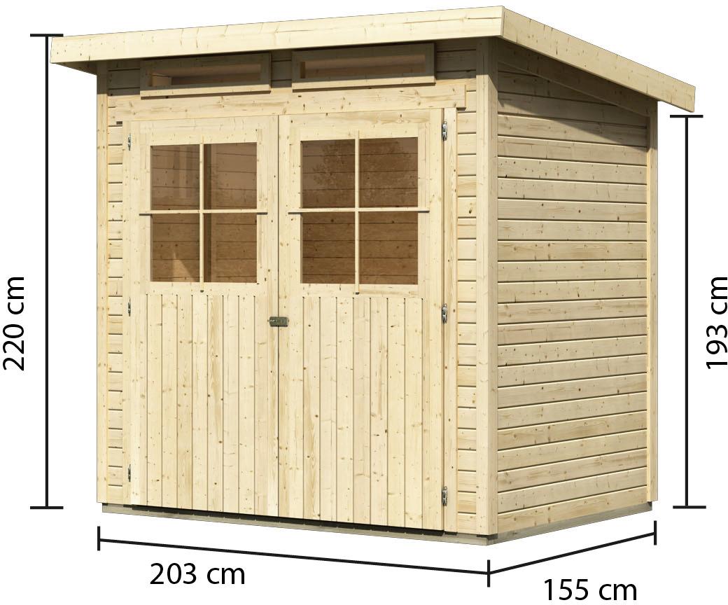 Gartenhaus 203x156x220 cm - Naturfarben, Basics, Holz (203/156/220cm) - Karibu