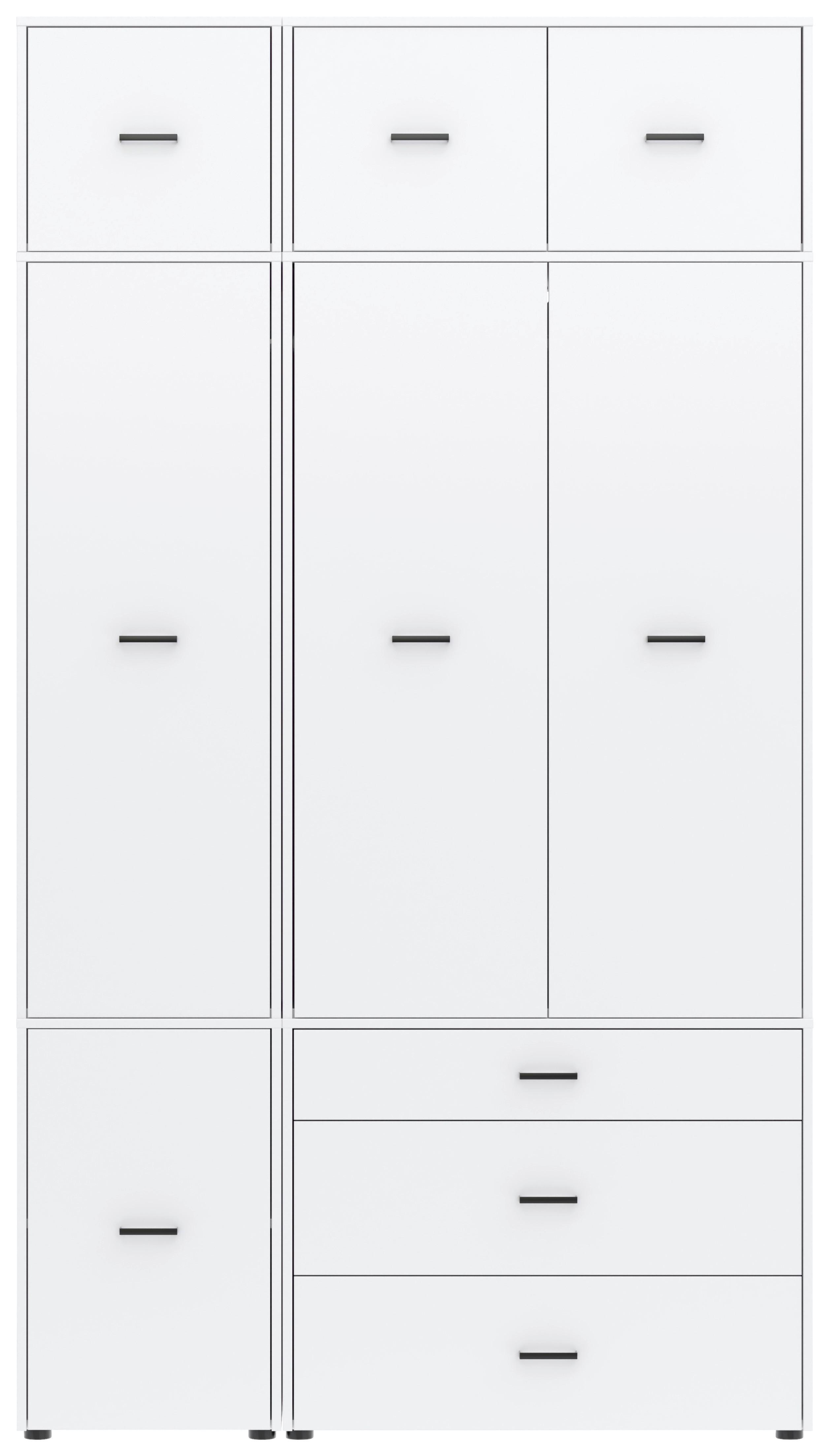 Drehtürenschrank m. Schubladen 135 cm Kivo, Weiß