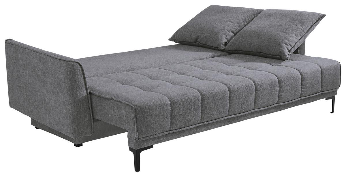 3-Sitzer-Sofa Mit Schlaffunktion Level B: 235 cm - Schwarz/Grau, Design, Textil (235/70/108cm) - Livetastic