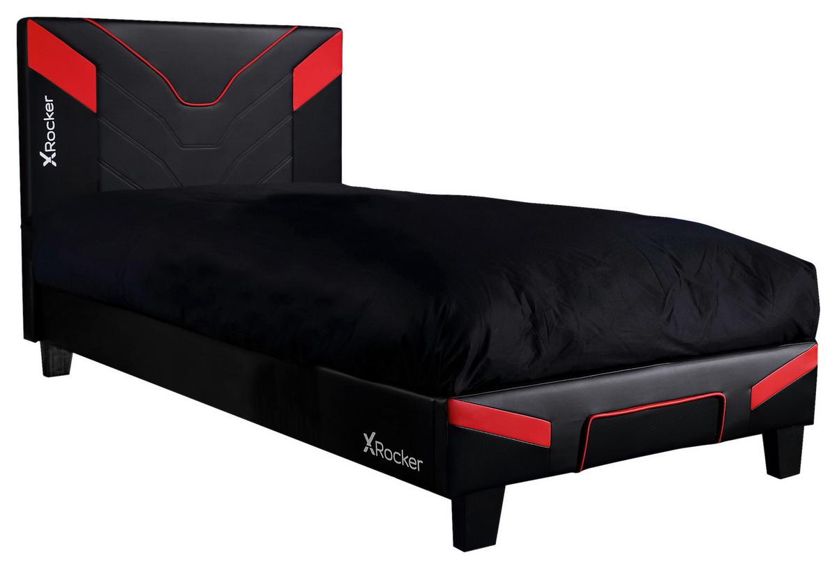 Bett Cerberus - Rot/Schwarz, MODERN, Holzwerkstoff/Kunststoff (90/190cm) - X Rocker