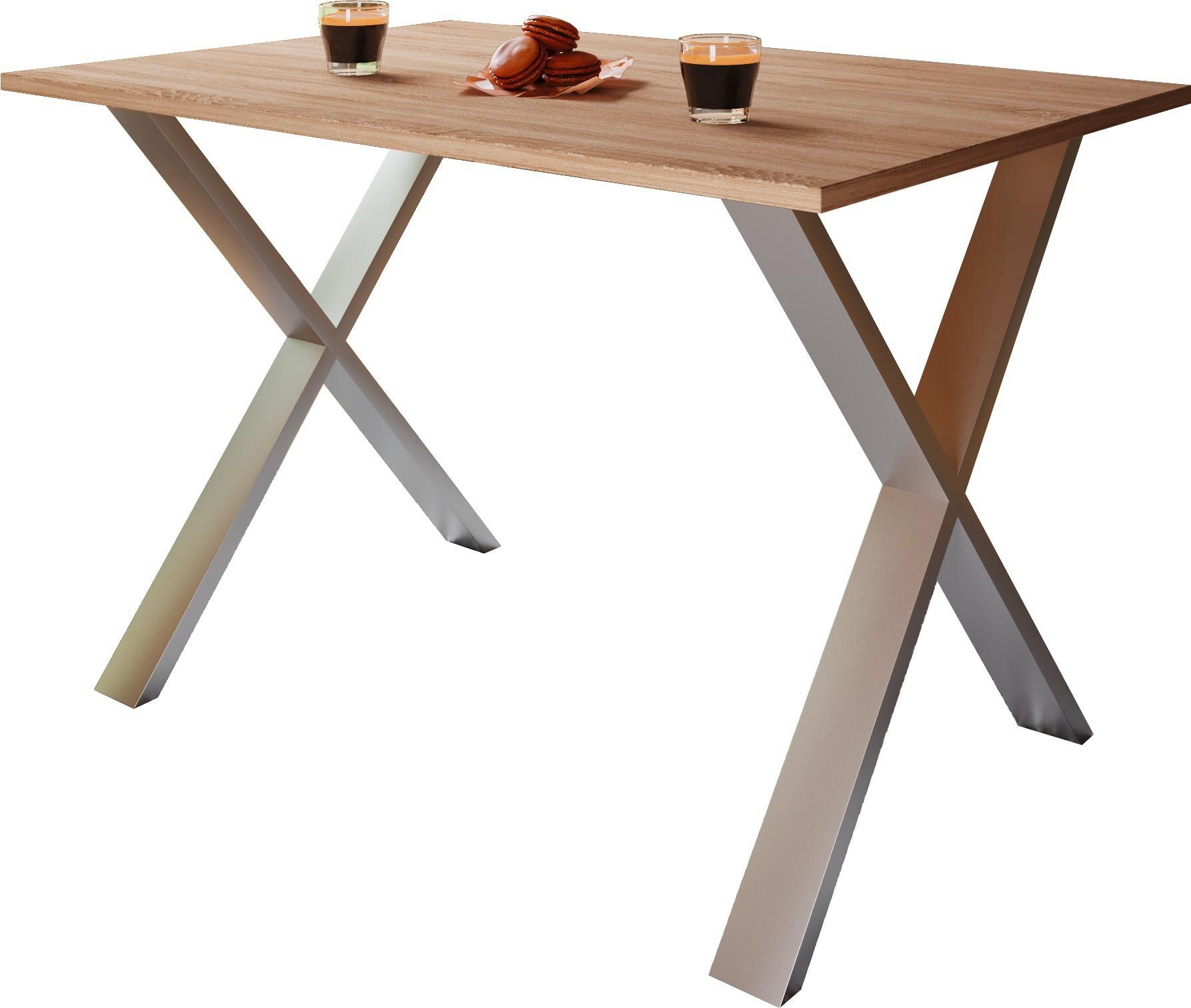 Schreibtisch Lona Silber/Eiche Dekor B: 160 cm - Silberfarben/Sonoma Eiche, Design (160/76/80cm) - MID.YOU