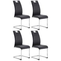 Schwingstuhl Leander Schwarz mit Griff 4er-Set - Chromfarben/Schwarz, Design, Textil/Metall (42/99/56cm) - P & B