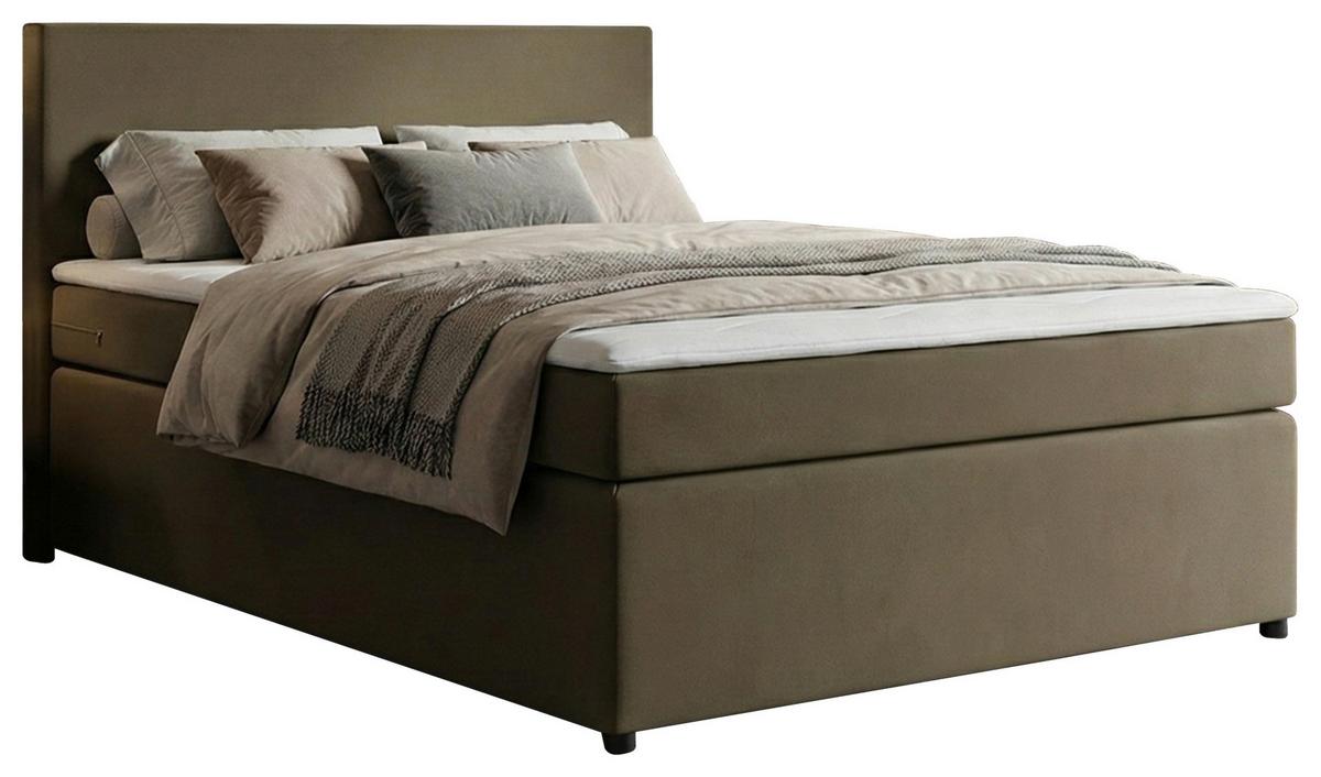 Boxspringbett Togo 140 140x200 Sandfarben - Sandfarben/Schwarz, MODERN, Holzwerkstoff/Textil (140/200cm) - MID.YOU