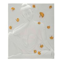 Wanddeko Buddha Goldfarben, Weiß B: 46 Cm - Basics, Kunststoff (46/55.5/5.70cm)