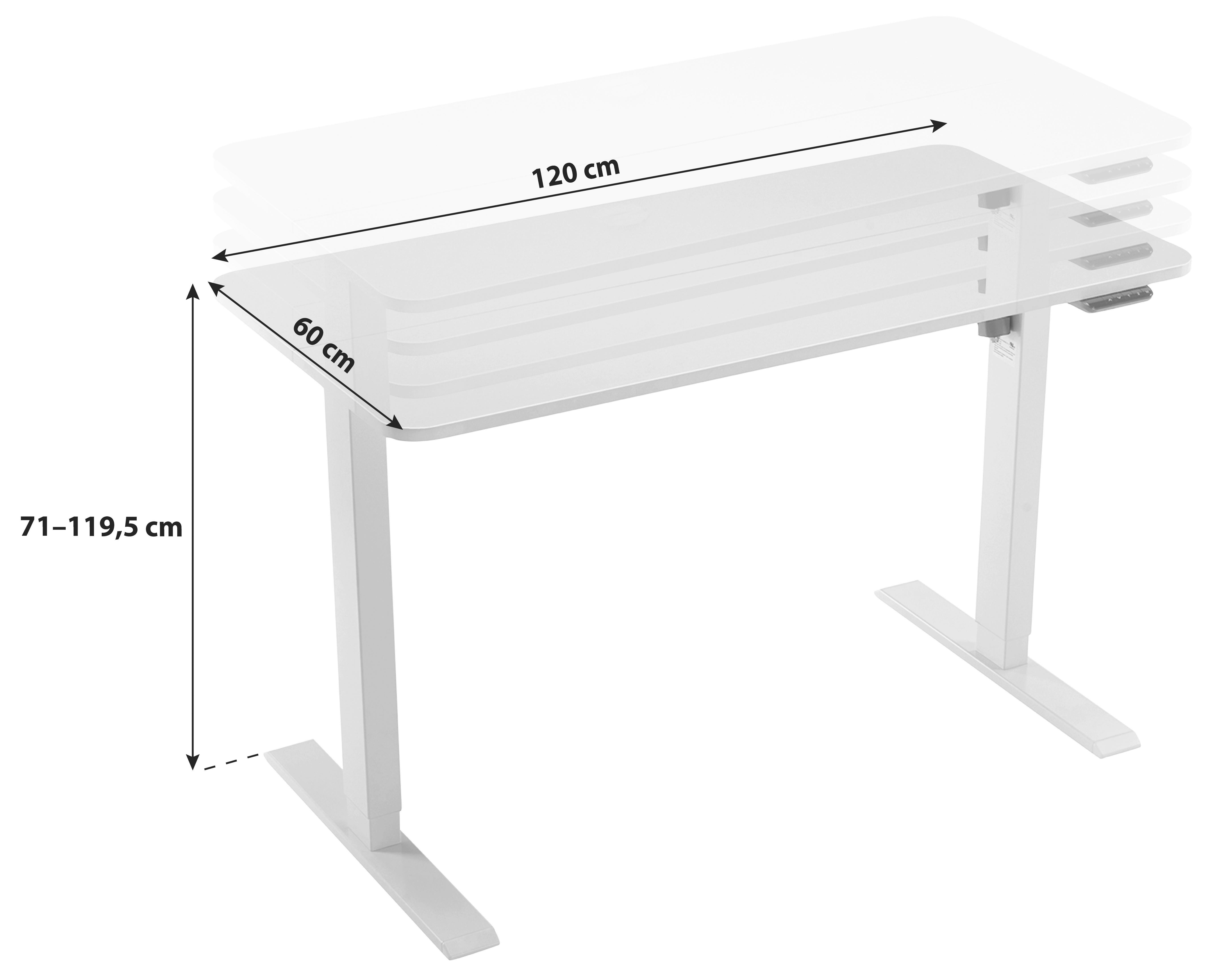 Schreibtisch B: 120 cm H: 119,5-70,5 cm Emil Schwarz - Schwarz, MODERN, Holzwerkstoff/Kunststoff (120/70,5-119,5/60cm)