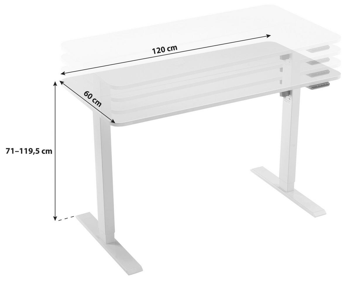 Schreibtisch B: 120 Cm H: 119,5-70,5 Cm Emil Schwarz - Schwarz, MODERN, Holzwerkstoff/Kunststoff (120/70,5-119,5/60cm)