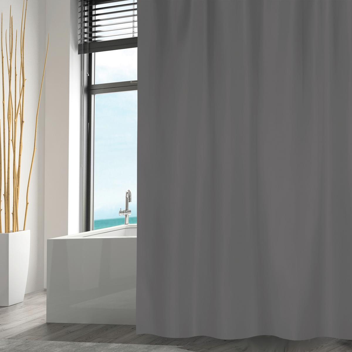 Duschvorhang in Dunkelgrau Textil/Mischgewebe - Dunkelblau, Basics, Textil (180/200cm) - MSV