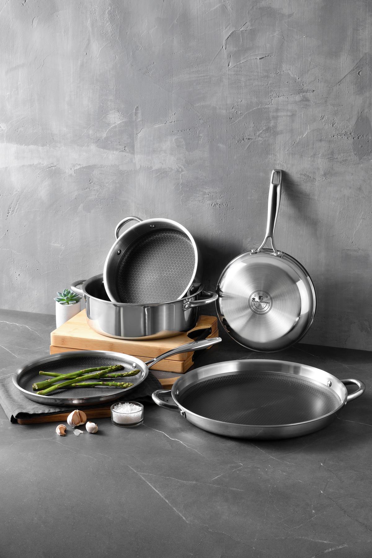 Bratpfanne Hi-Tech 3 D: 20 cm Edelstahl Antihaftbeschichtet - Silberfarben, Basics, Metall (20cm) - Masterpro