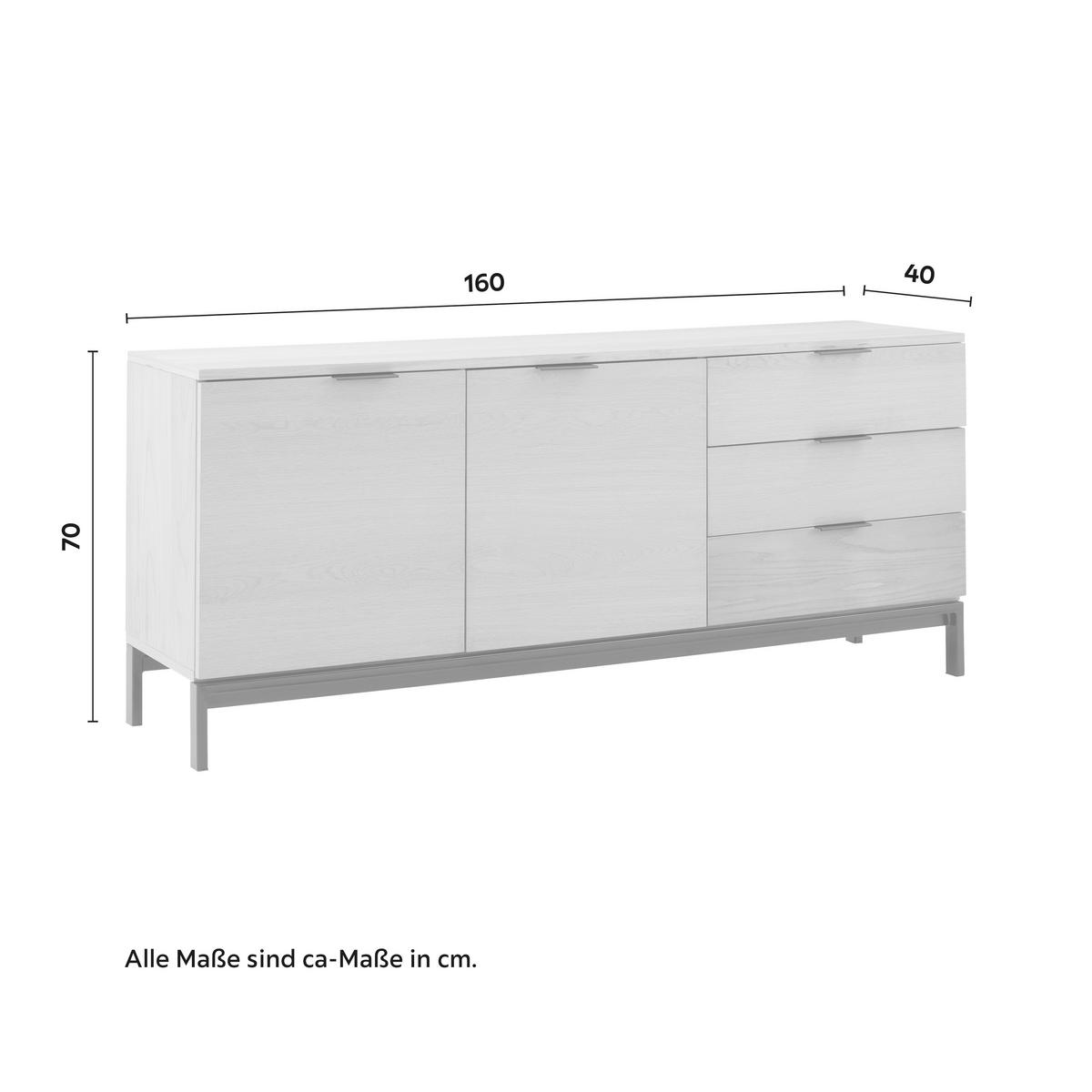 Široká komoda SEBASTIAN prírodné farby - čierna/prírodná farba, Modern, kov/drevo (160/70/40cm) - Bessagi Home