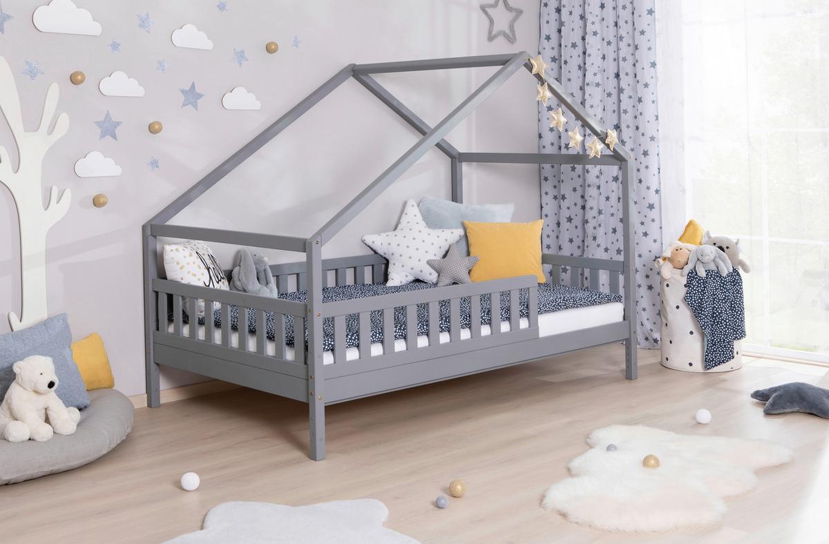 Hausbett Lou Hellgrau B: 120 Cm - Hellgrau/Naturfarben, MODERN, Holz (120/200cm) - MID.YOU