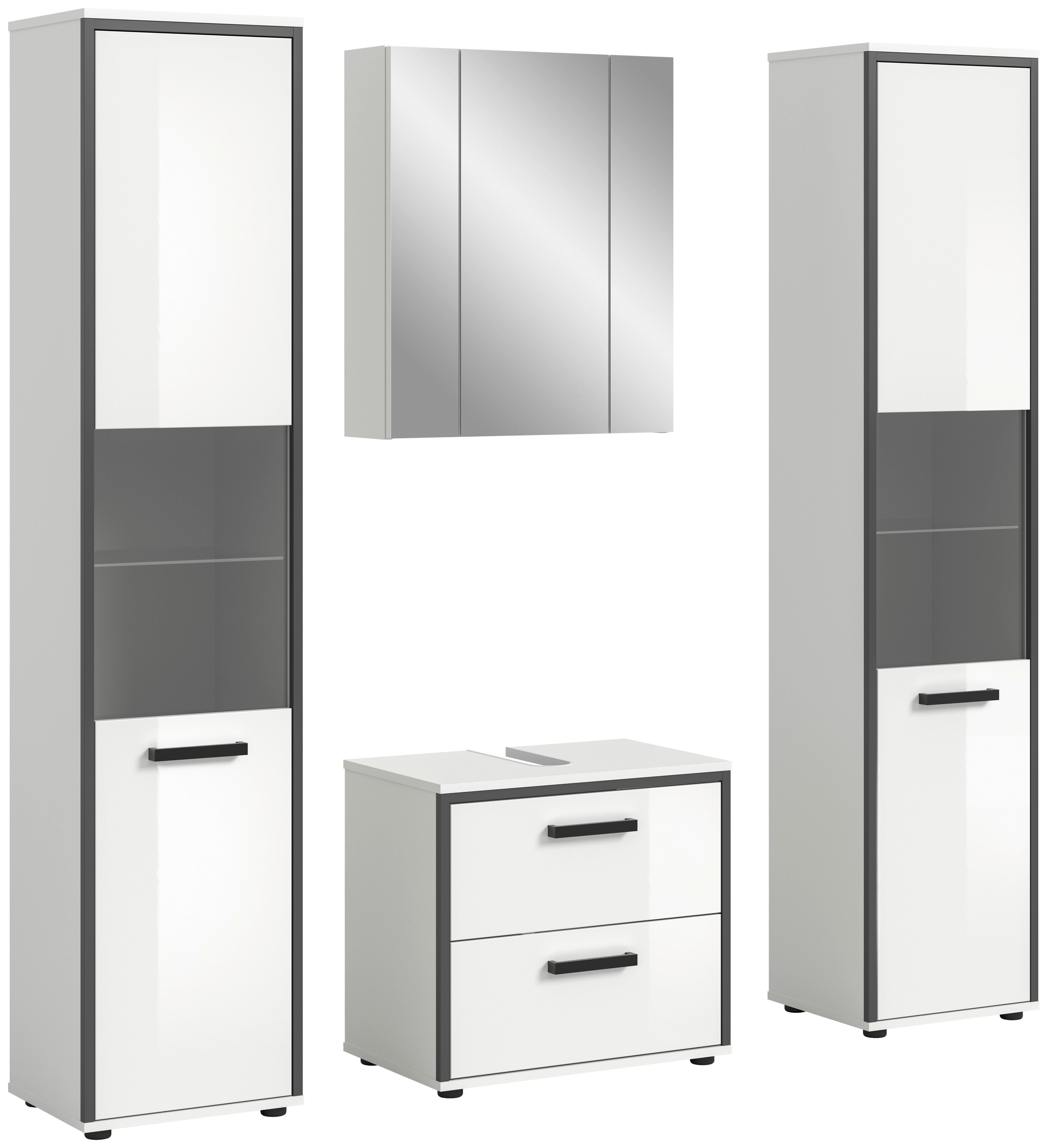 Badezimmer Kojak Weiß Hochglanz K: 140 Cm - Weiß Hochglanz, MODERN, Holzwerkstoff (140cm) - MID.YOU