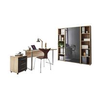 Büro Office Edition Eiche Dekor/anthrazit Hg - Anthrazit Hochglanz/Sonoma Eiche, MODERN, Holzwerkstoff/Metall - MID.YOU