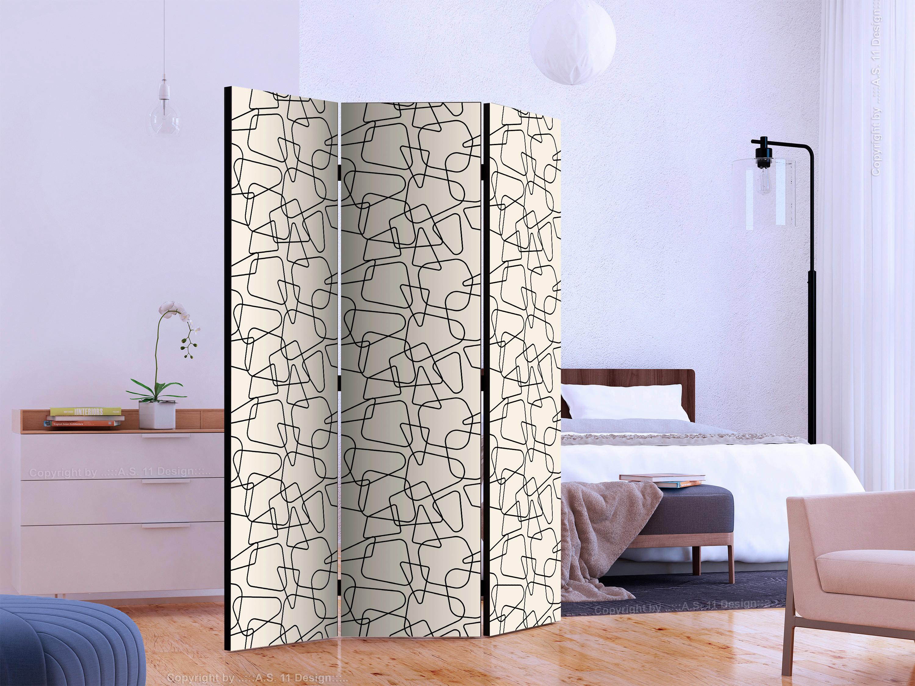 Paravent Hellgrau Dunkelgrau B: 135 cm - Dunkelgrau/Hellgrau, Basics, Holz/Textil (135/172/3cm) - artgeist