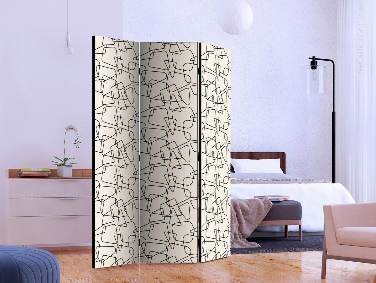 Paravent Hellgrau Dunkelgrau B: 135 cm - Dunkelgrau/Hellgrau, Basics, Holz/Textil (135/172/3cm) - artgeist
